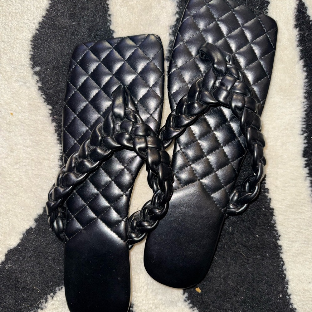 Black Quilted Sandals